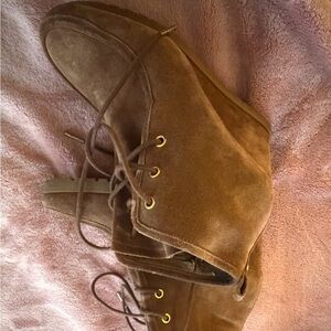 Michael Kors Brown Suede Lace-Up Ankle Boots